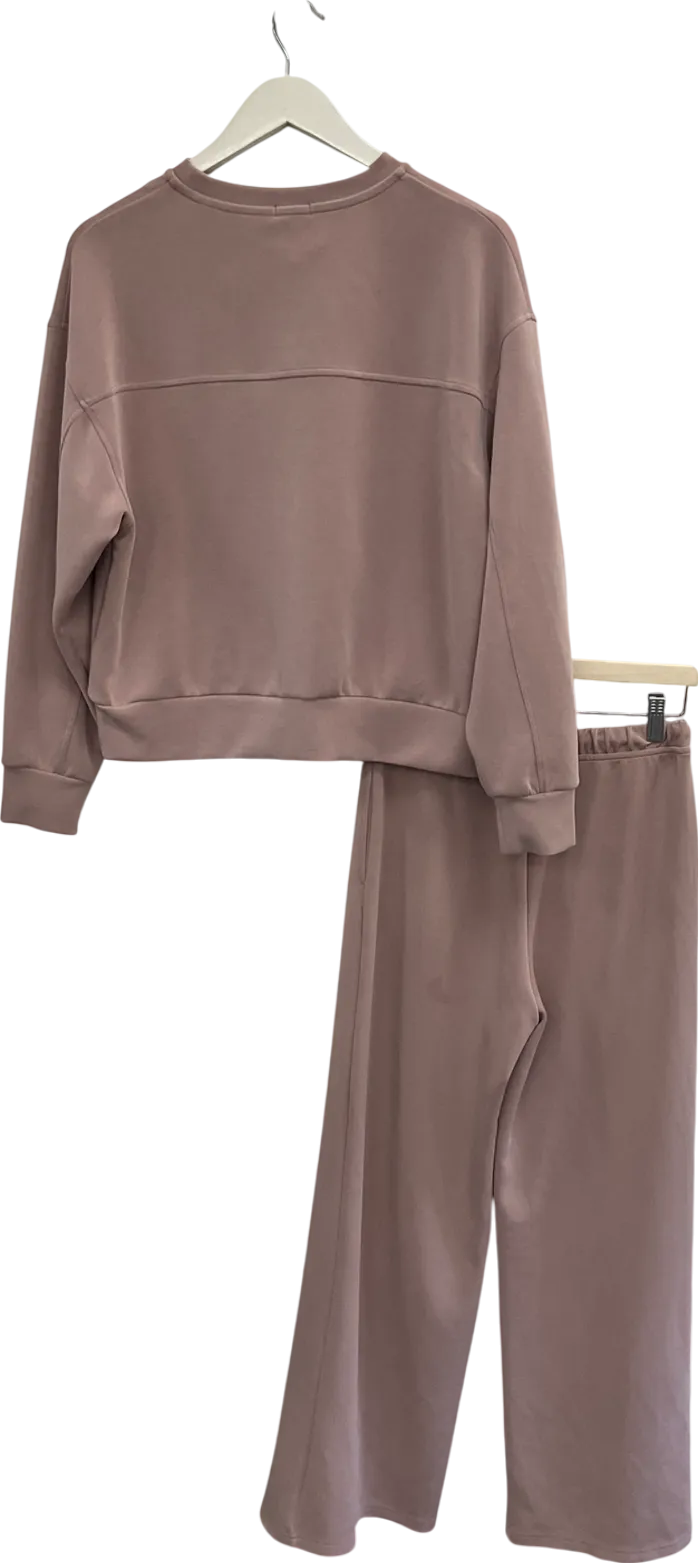 Stradivarius Pink Basics Soft Sweater And Wide Leg Joggers UK XS