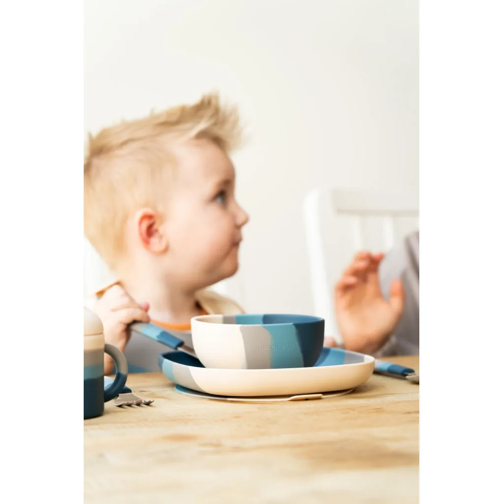 Suction Silicone Bowl | Color Splash Collection - Desert Teal Ombre