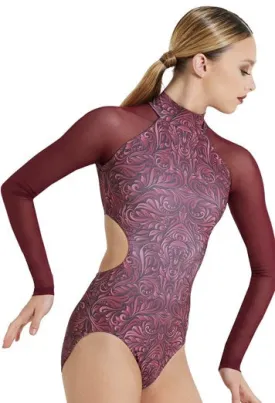 Swirls Mesh Sleeve Leotard - FINAL SALE