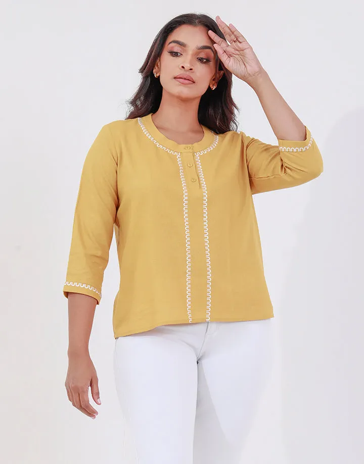 Top with Contrasting Embroidery