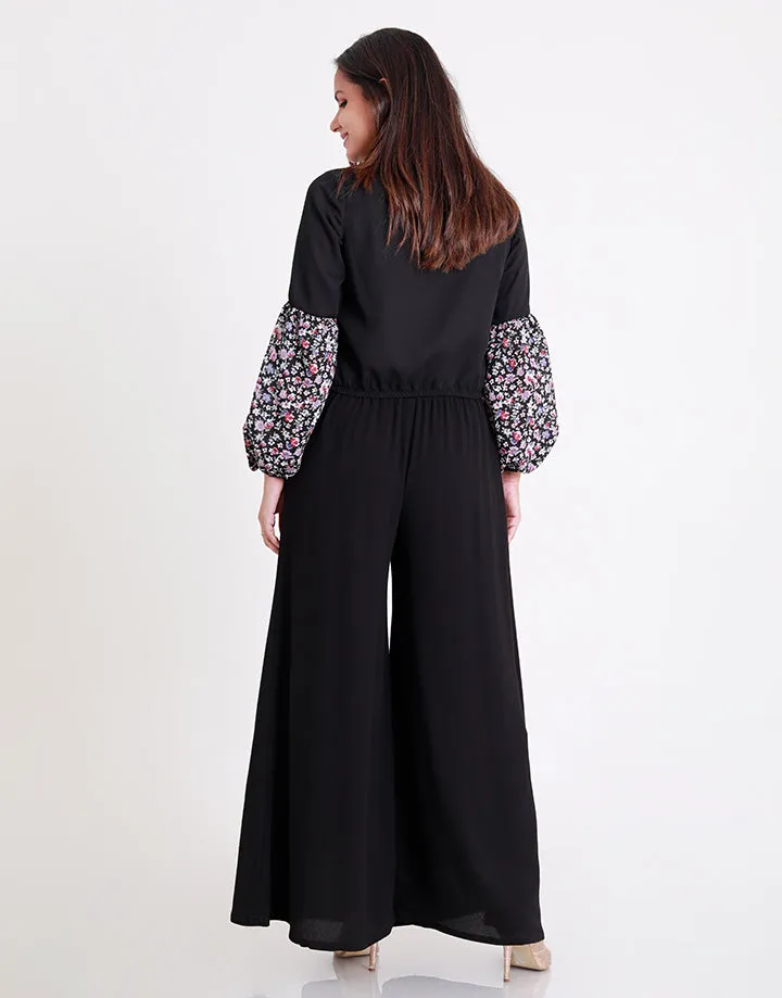 V-Neck Top with Colour Blocked Sleeves