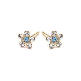 White & Sapphire Gold Plated Daisy Earrings