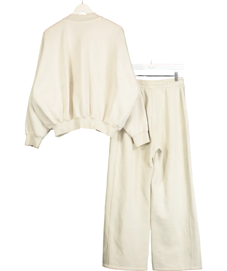 ZARA Cream 2-piece Zip Jacket And Wide Leg Joggers Trousers Set UK M