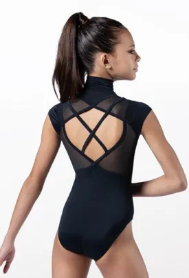 Zip Front Strappy Back Leotard - Black